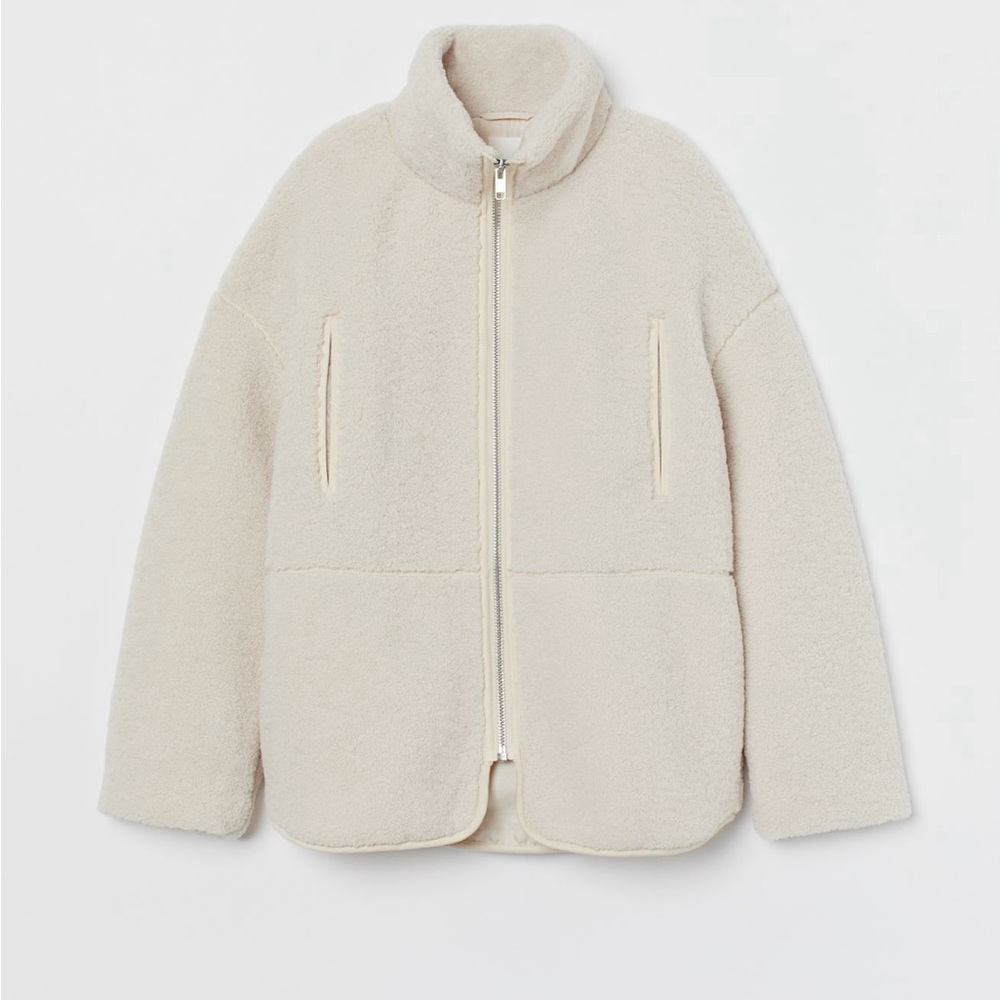 H and M white hoodie  fleece jacket XS